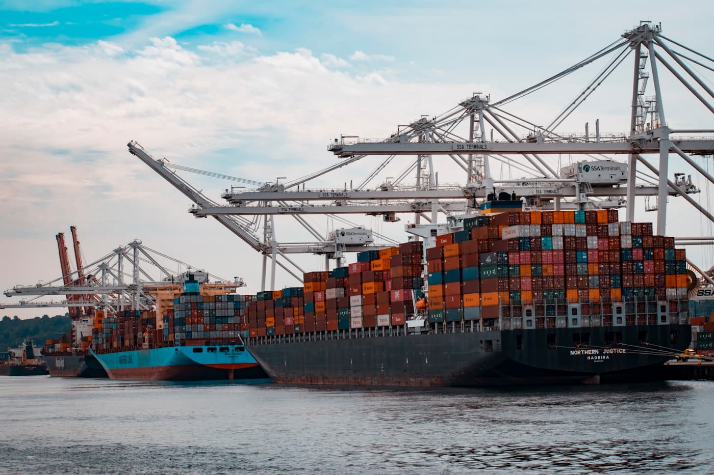 Cargo ship at international port